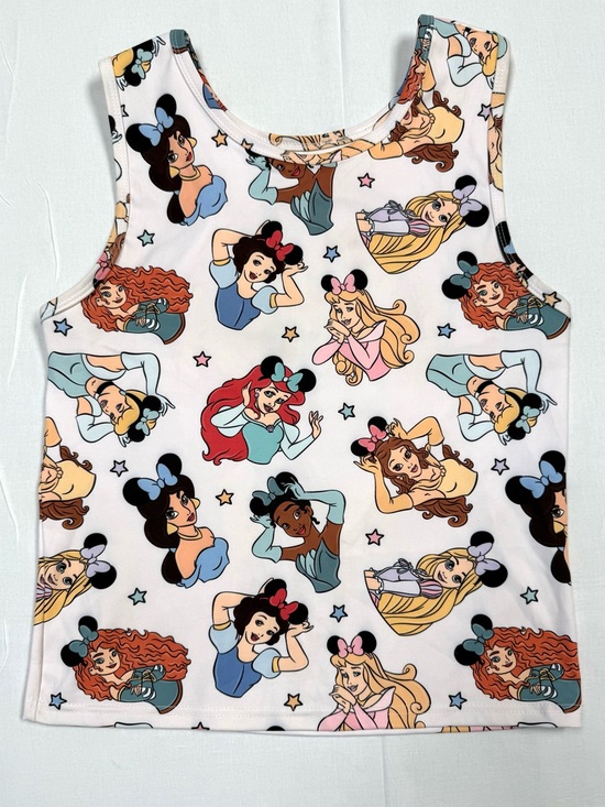 Made By Molly Tops - Made by Molly Disney Princess Graphic Racerback Crop Tank Top White L